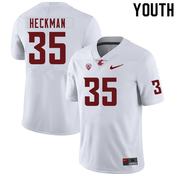 Youth #35 Will Heckman Washington Cougars College Football Jerseys Sale-White - Click Image to Close